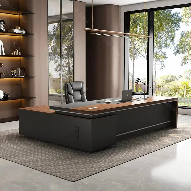 Large Luxury Wood Office Desk Organizer Drawers Executive Conference Computer Desk Reception Wooden Escritorio Oficina Furniture