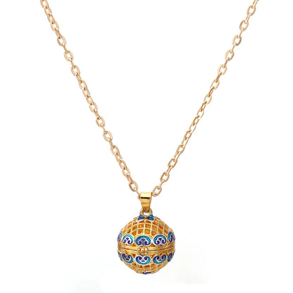 Gradient Cloisonne Aromatherapy Hollow Cage Necklace Essential Oil Diffuser Locket Pendant Music Ball Simple Women Jewelry Gift