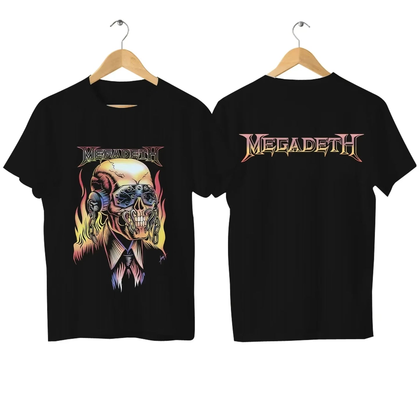 2025 Men Megadeths T Shirt Casual Flaming Vic T-shirt Graphic Oversized Sports Tops Breathable Comfortable Streetwear