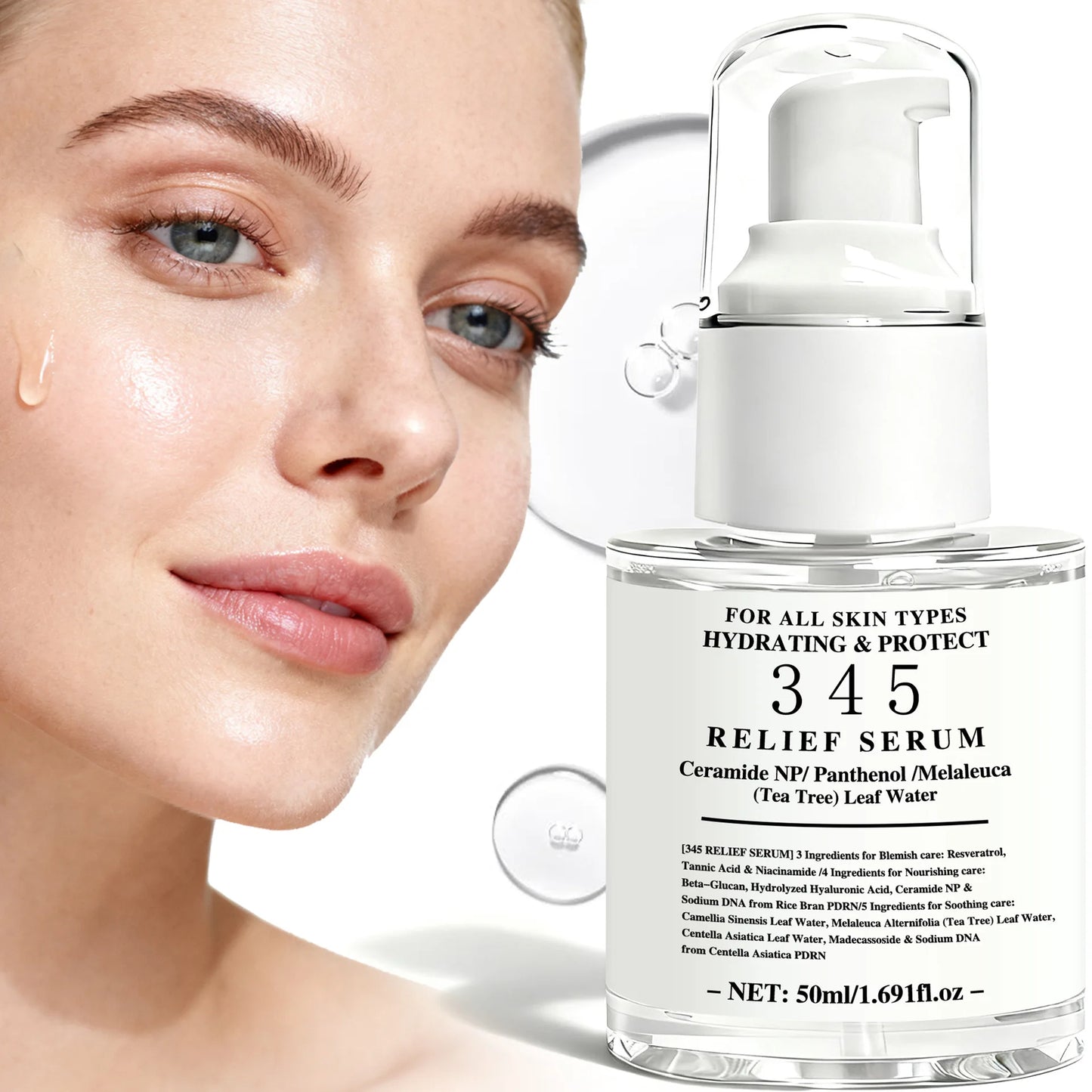 Face essence liquid relief serum Hydrating the skin improve skin sensitivity issues  essence suitable for all skin types 50ml