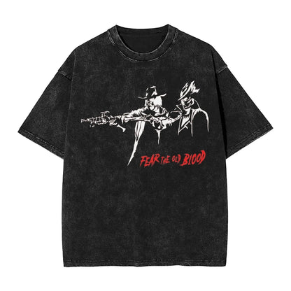 Bloodborne Darks Souls Washed T Shirts Streetwear Hip Hop Vintage T-Shirt  Tees Tops for Men Women Cotton Street Graphic Printed