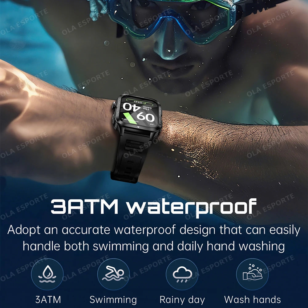 Smart Watch For Android IOS AMOLED Screen Bluetooth Call Fitness Clock 100+ Sports Modes Pedometer 880mAh Battery Men Smartwatch