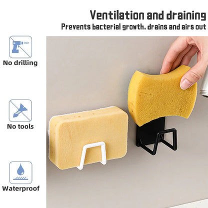 Kitchen Sink Sponges Holder Self Adhesive Drain Drying Rack Bathroom Basin Rack Storage Hooks Kitchen Wall Hooks Accessories
