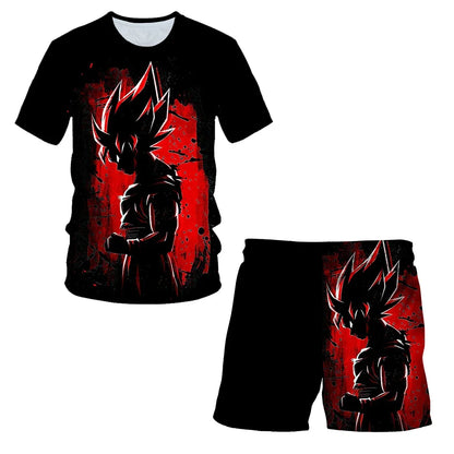 Fashion Dragon Ball Z Tshirt Set Kids Vegeta Boys Clothes Girls Mens Women T-shirt Suit Trucksuit Clothes 3d Goku Short Sleeve