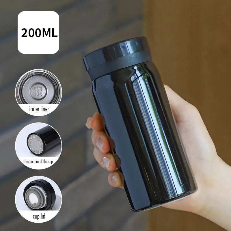 200ml Mini Thermos Cup Double Layer Vacuum Insulation 12 Hours Heat Preservation 304 Stainless Steel Cup Outdoor Portable  Gifts