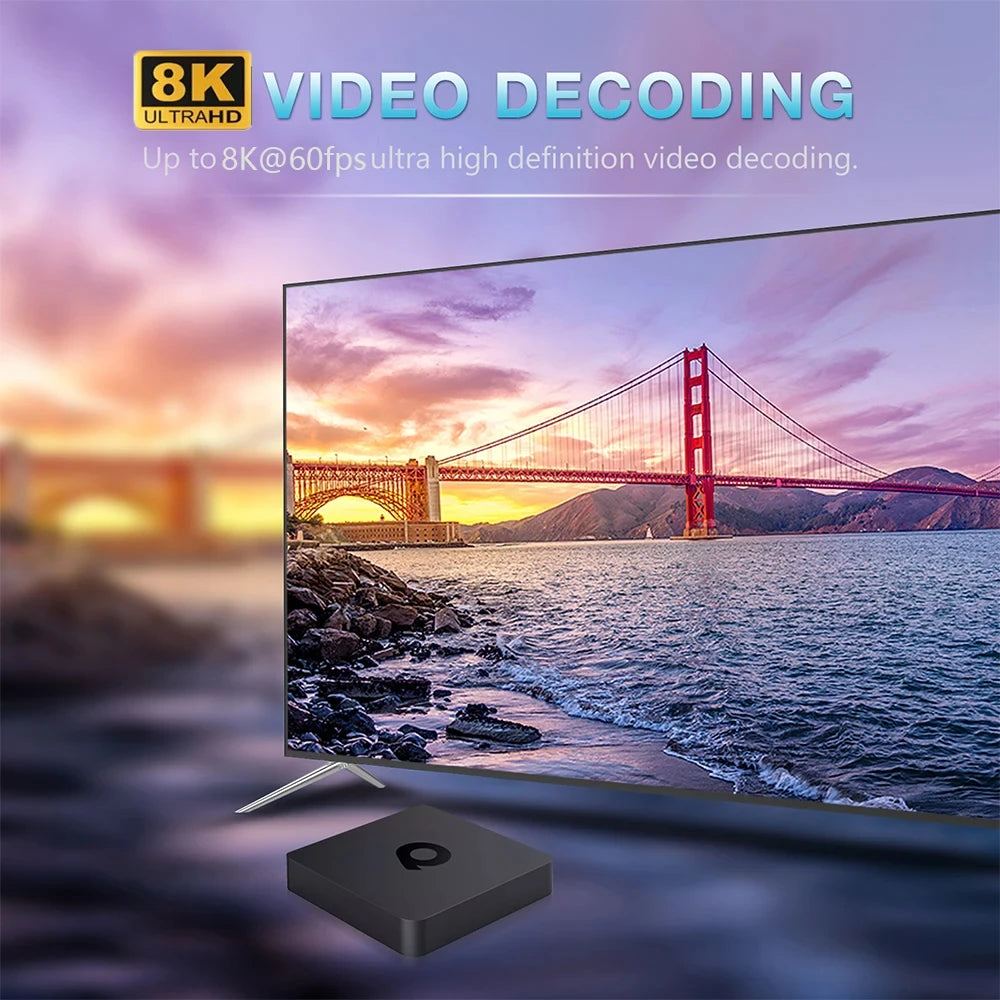 Very Fast Smart TV Box Q1 H313 8K Android 14 TV Box Support Dual Wifi 5G BT6.0 Google Assistant 8GB 128GB Streaming Media Player