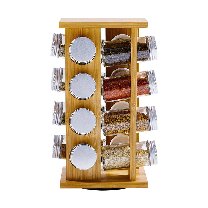 wooden kitchen condiment rack rotatable fragrance finishing rack multi-layer seasoning bottle storage rack