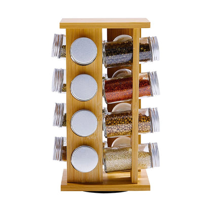 wooden kitchen condiment rack rotatable fragrance finishing rack multi-layer seasoning bottle storage rack