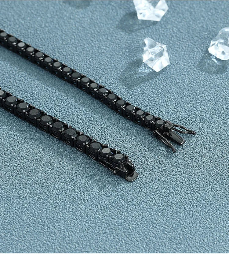 EUREKA 3/4/5mm Black Moissanite Tennis Bracelet Full Diamond GRA 925 Sterling Silver Plated 18k Hiphop Bracelets for Women Man