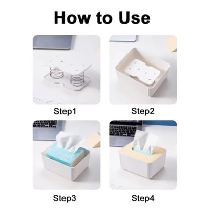 1/2pcs Tissue Box Tissue Dispenser Spring Automatic Lift Spring Loaded Tissue Box Office Home Kitchen Toilet Bracket Organizer