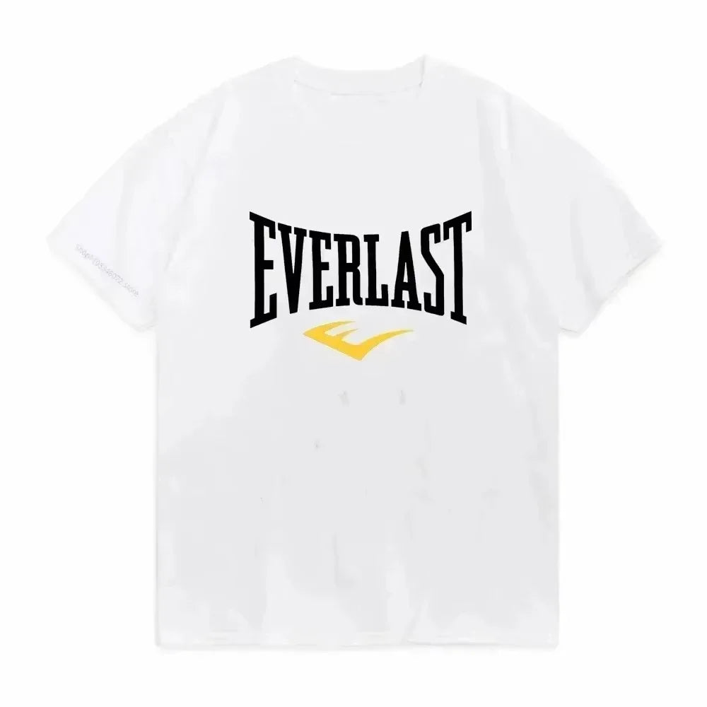 Summer Boxing EVERLAST Men's T-shirt Loose Casual Short Sleeves Women's O-Neck T Shirt Cotton Tee Fitness Sports Tops Streetwear