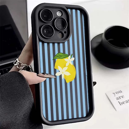 Lemon Cool Stripe Pattern Phone Case for iPhone 17 16 Pro Max 15 14 13 12 11 XS X XR 7 8 Plus SE 2022 17Air 16E Shockproof Cover
