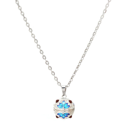 Gradient Cloisonne Aromatherapy Hollow Cage Necklace Essential Oil Diffuser Locket Pendant Music Ball Simple Women Jewelry Gift