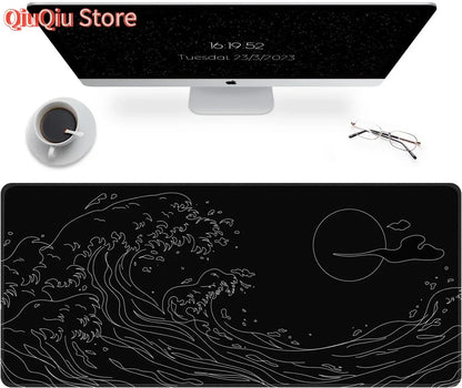 XXL Mouse Pad Sea Wave Gaming Mouse Pad Waterproof Mousepad Extended Large Mouse Mat Desk Pad Laptop Desk Mat Office and Home