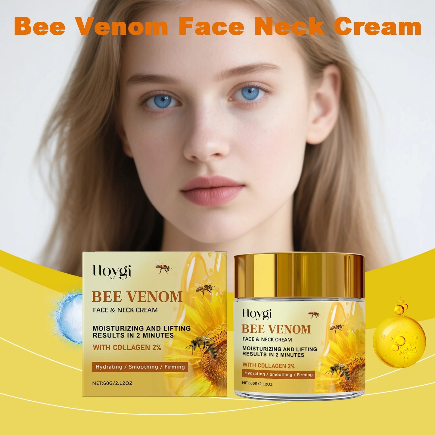 Bee Venom Firming Cream Reduce Fine Line Lifting Face Moisturizer Tightened Skin Smoothing Anti-Aging Firming Neck Lotion