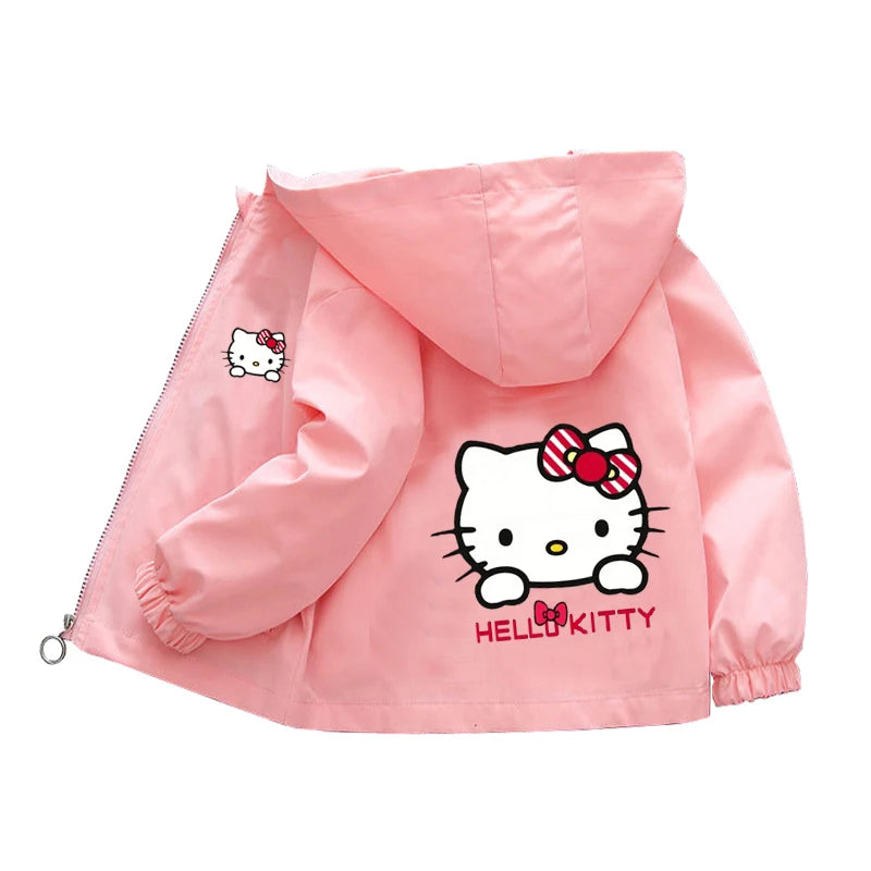 Sanrio kuromi Children Girls Hooded Jacket Coat 2026 Autumn Baby Boy Cartoon Cars Long Sleeve Casual Clothing Kids Outerwear