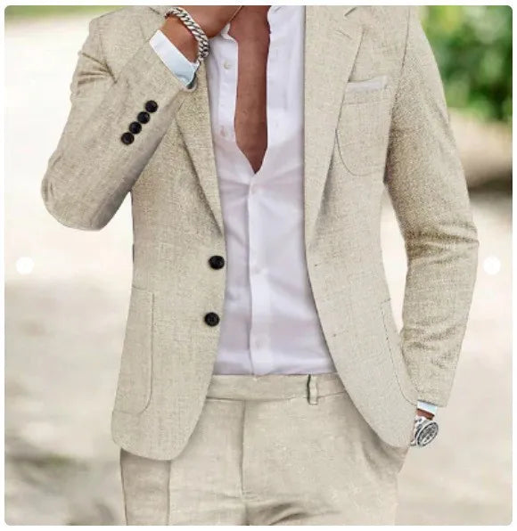 2025 Spring New Men Digital Print Casual Suit Set Jacket Pants Two Piece Cross Border Trade