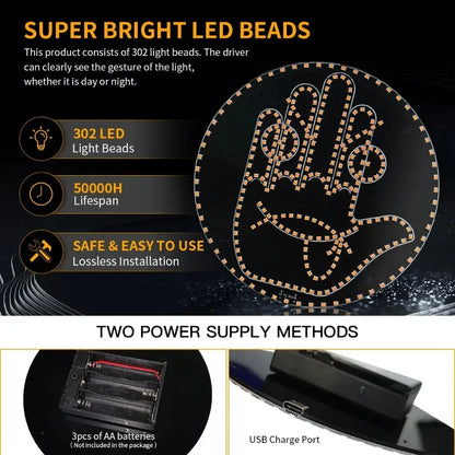 Creative Fun Three Models Gesture Lamp Car Interior Rear Windshield LED Hand Gesture Sign Middle Finger Sign Warning Brake Light