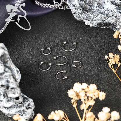 ZS 1PC 16G/18G Spike Nose Rings Stainless Steel Septum Clicker Silver Color Ear Helix Diath Internal Thread Tragus Piercing