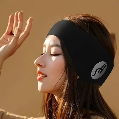 Comfortable Noise-Canceling Sleep Mask with Ear Loops - Adjustable Soft Polyester Fiber Eye Mask for Travel and Home Use, No Batteries Needed, Pure Black Design Helps You Sleep Peacefully