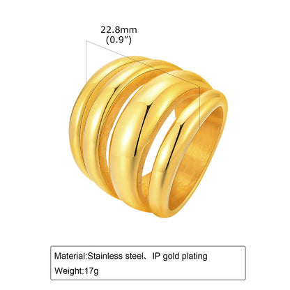Set of 2 Stacking Ring for WomenStainless Steel 2mm Thin Gold Color Dome Shap Minimalist Jewelry