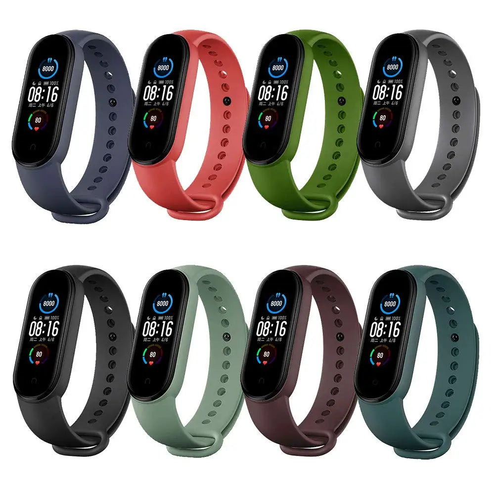 Silicone Watch Straps For Xiaomi Mi Band 7 6 5 4 3 Wristband sport Bracelet Wrist MiBand 3/4 band5 band6 Smartwatch Accessories