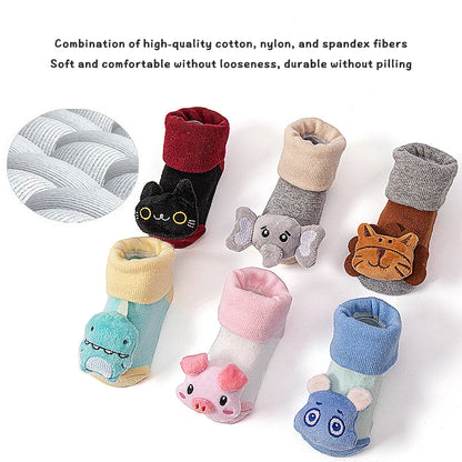 Cartoon Animals Baby Socks Spring Autumn Newborn Middle Tube Sock Non-slip Children Floor Socks Cute Boys Girls Footwear 0-1Year