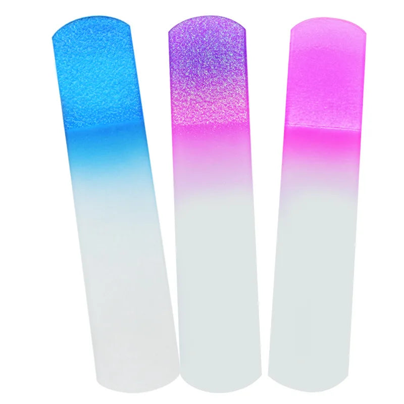 1pc Gradient Handle Glass Crystal Foot File Remove Dead Skin Calluses Pedicure Tool Quick Foot Smooth Beautification Care Tools