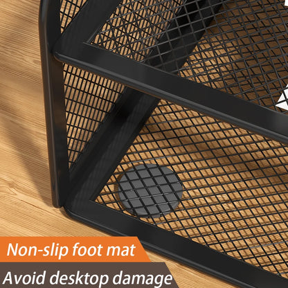 Desk Organizer Mesh Desktop Office Supplies Pen Holder Stationery Holder with 9 Compartments and 1 Drawer for Office Home School