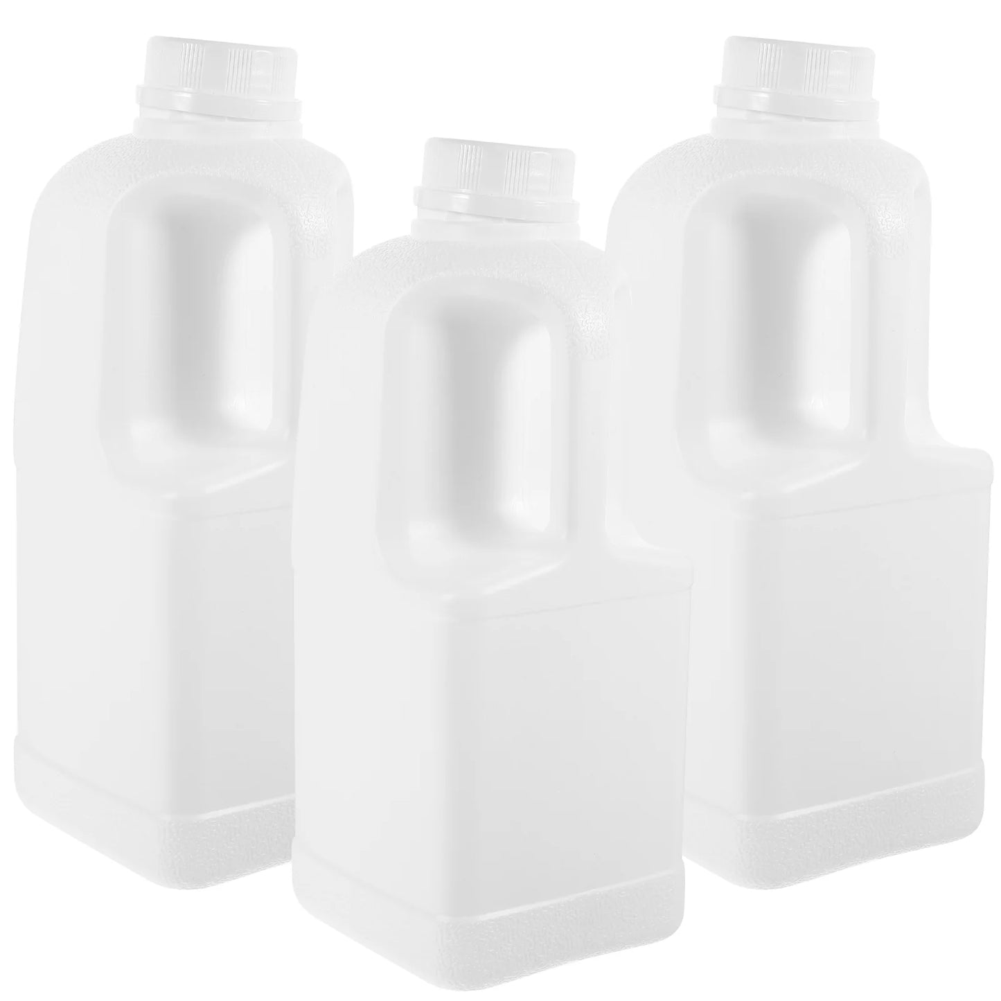 3 Pcs Food Plastic Containers 2L Square Milk Bottles With Handle Storage Jugs Beverage Dispensers Reusable Leak Proof Water