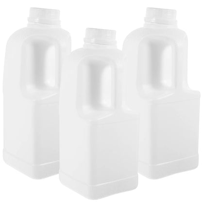 3 Pcs Food Plastic Containers 2L Square Milk Bottles With Handle Storage Jugs Beverage Dispensers Reusable Leak Proof Water