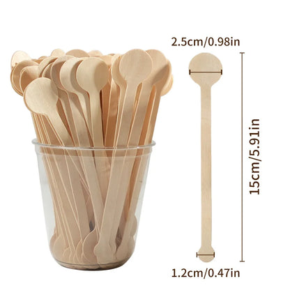 100pcs Coffee Stir Sticks Disposable Wooden Coffee Stirrers Hot Cold Drinking Stir Beverage Sticks for Milk Beverage Mixing