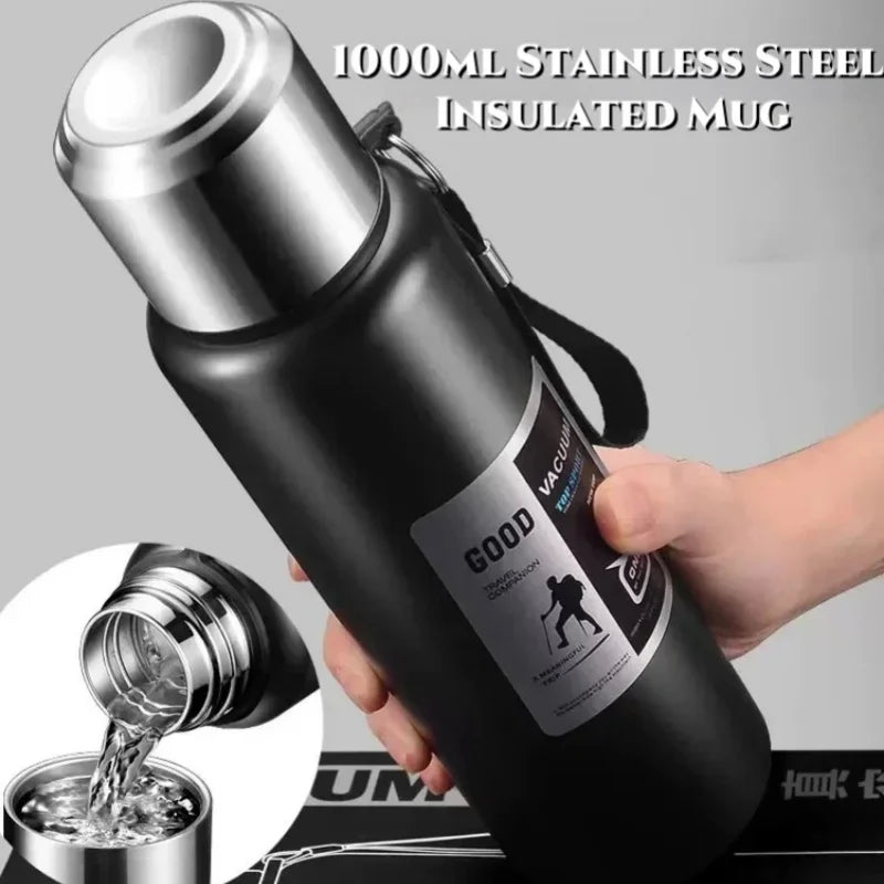 1000ML Stainless Steel Thermos Bottle Sport Thermal Water Bottle Keep Cold and Hot Insulated Cup Outdoor Campping Vacuum Flasks