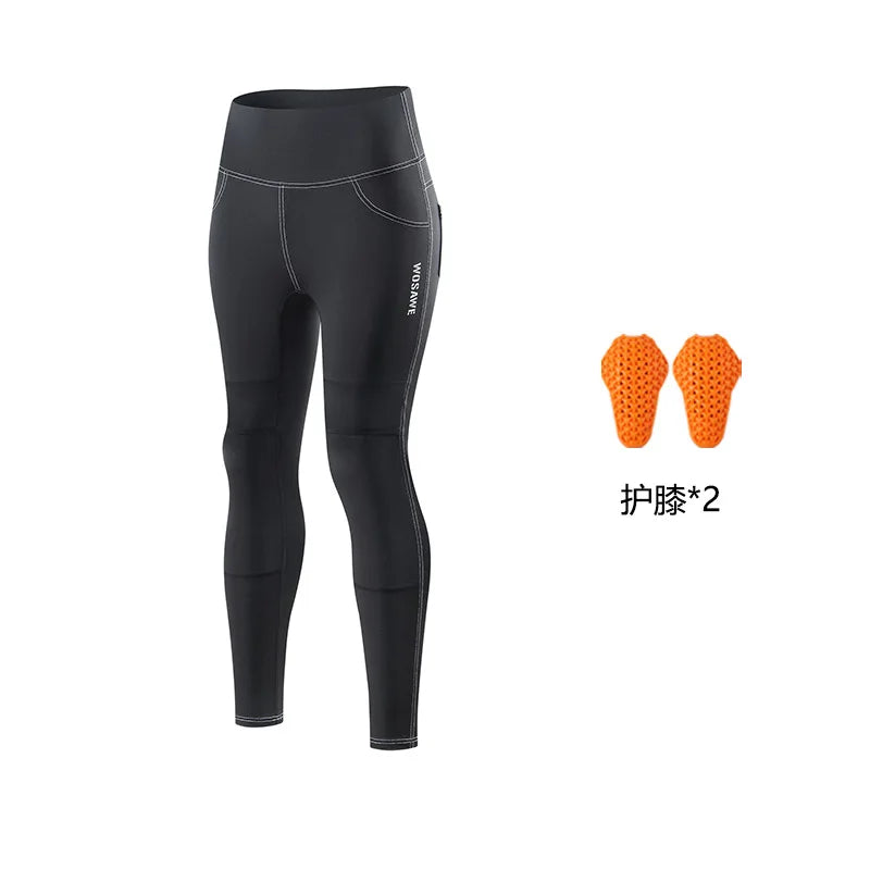WOSAWE Women Motorcycle Armor Pants Honey Peach Hip Yoga Pants High Waist Lift Hip Moto Riding Running Fitness Training Leggings