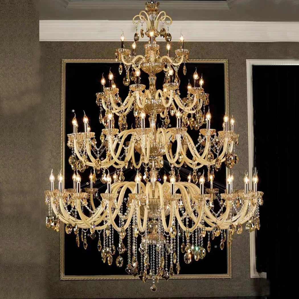 Duplex Crystal Chandeliers European Clubhouse Villa Creative Clndle Lamp Staircase Crystal Chandelier Lighting For Living Room