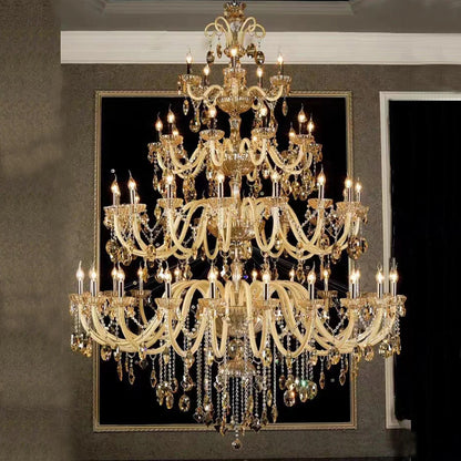 Duplex Crystal Chandeliers European Clubhouse Villa Creative Clndle Lamp Staircase Crystal Chandelier Lighting For Living Room