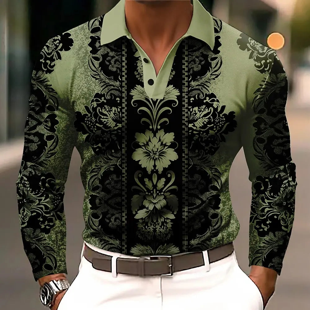New hot selling outdoor street men's long sleeved polo shirt, available in three colors, suitable for daily wear