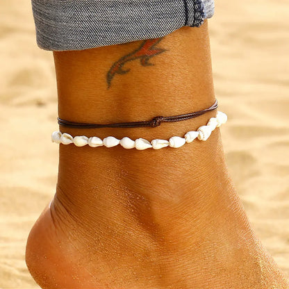 Love Personality Double Simple Bohemian Layered Heart Anklet Summer Beach Anklets On Foot Ankle Bracelets For Women Leg Chain