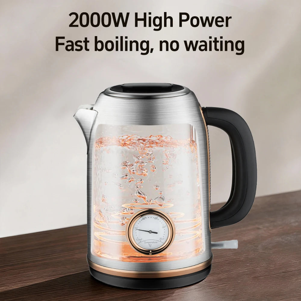 Stainless Steel Electric Kettle with Temperature Display, Kitchen Appliances, Smart Kettle, Tea and Coffee Thermo Pot, 2L