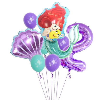 The Little Mermaid Birthday Party Decoration Princess Ariel Paper Napkin Plate Cup Tablecloth Balloons Kids Baby Shower Supplies