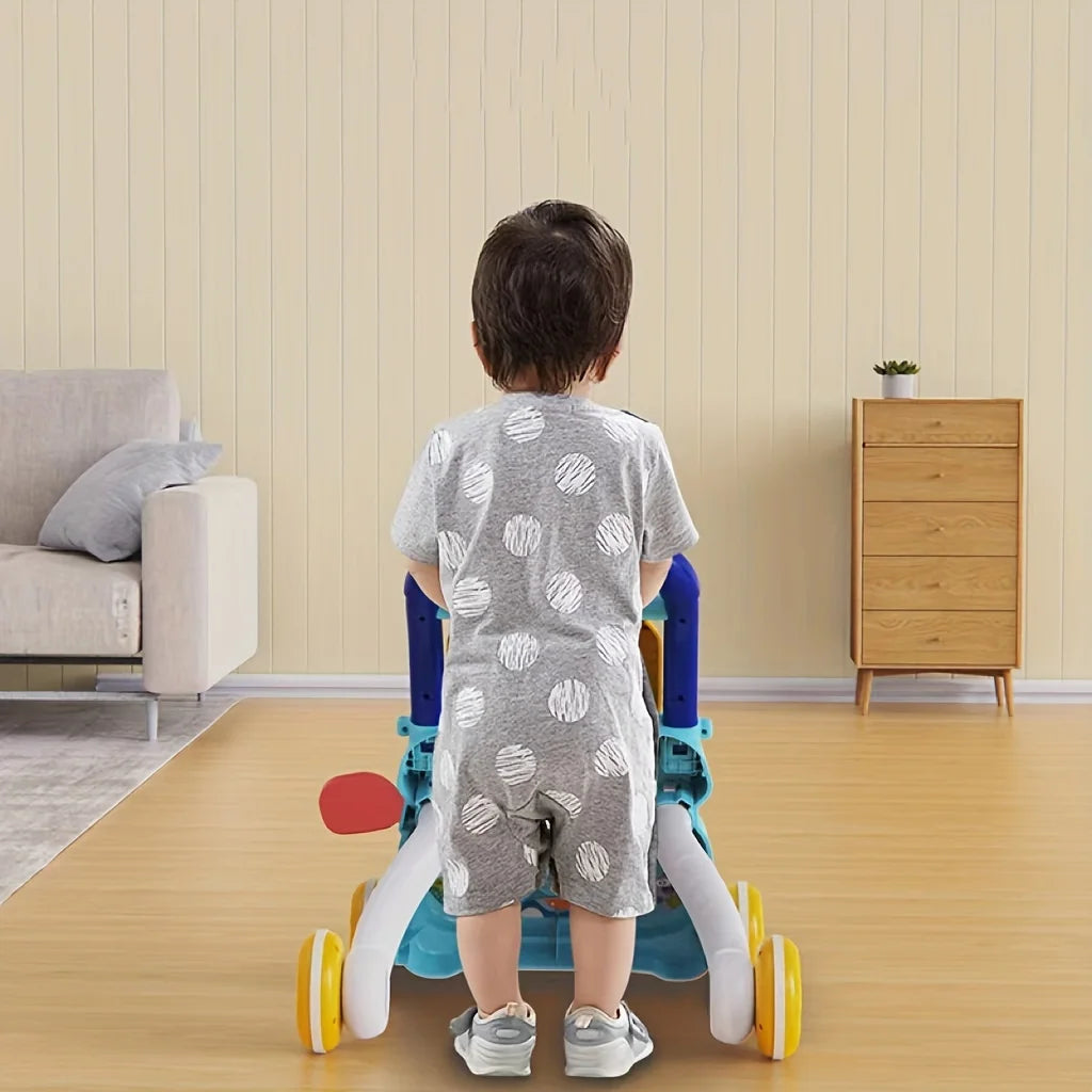 Baby Walker Trolley Early Educational Learning Walking Pushing Wheel Activity Musical Drag Car Toy For Infant 0 12 Months Gift