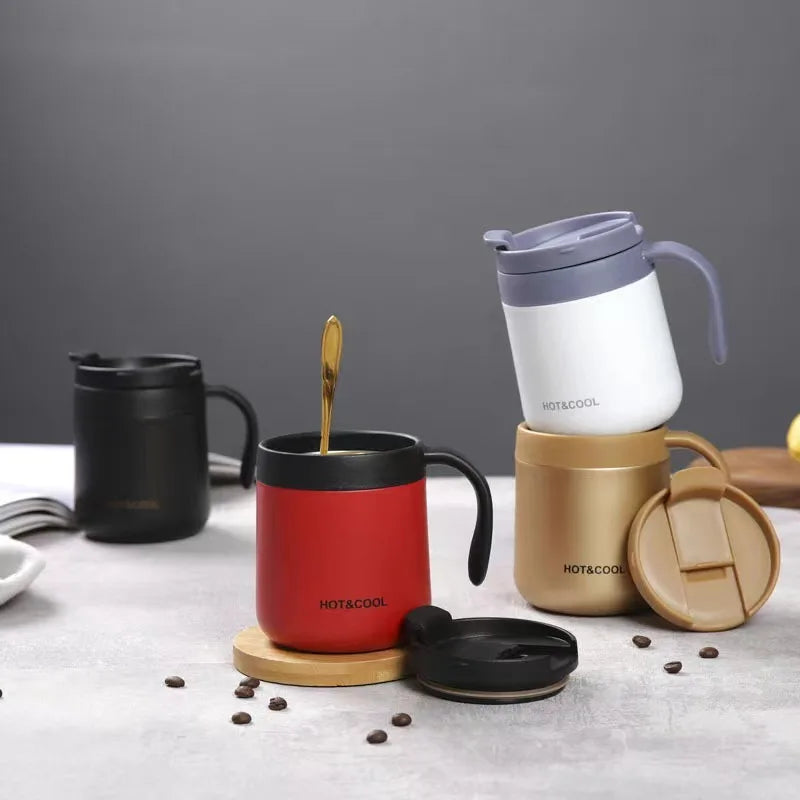 350/500ml Insulated Coffee Mug with Handle Stainless Steel Insulated Mug Coffee Tumbler Thermos Tea Cups with Lip