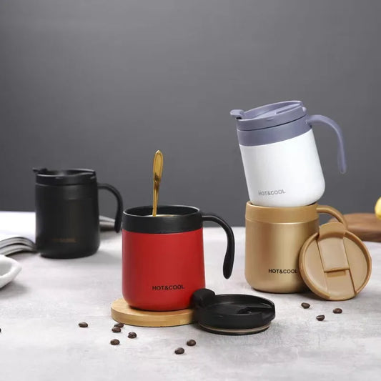 350/500ml Insulated Coffee Mug with Handle Stainless Steel Insulated Mug Coffee Tumbler Thermos Tea Cups with Lip