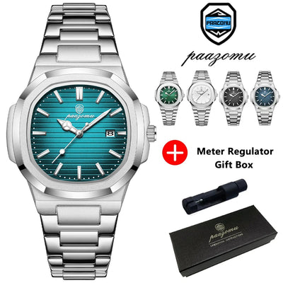 PAAZOMU Top Luxury Brand Man Watch Sports Waterproof Luminous Date Men Wristwatch Square Dial Quartz Men's Watches High Quality