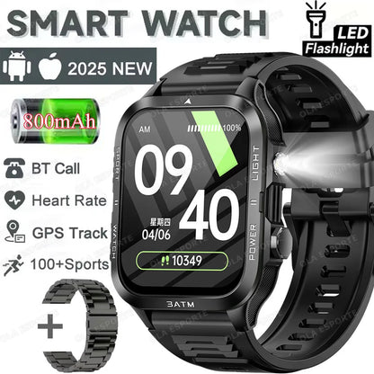 Smart Watch For Android IOS AMOLED Screen Bluetooth Call Fitness Clock 100+ Sports Modes Pedometer 880mAh Battery Men Smartwatch