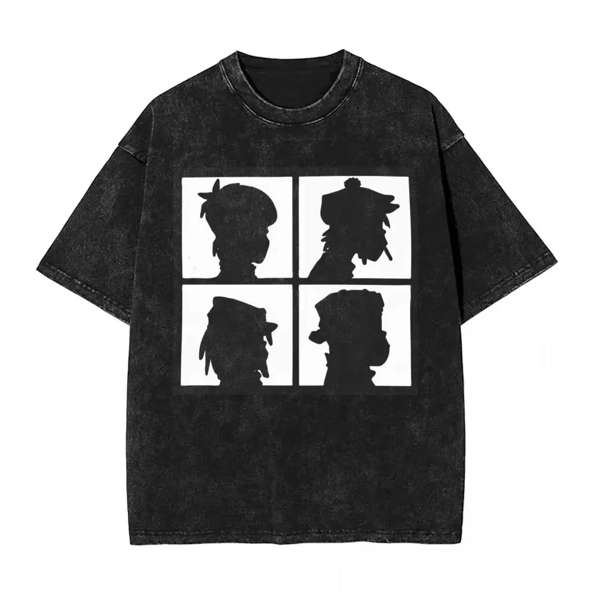 Washed T Shirts Gorillaz Geep Logo Hip Hop T-Shirt Street Music Band Punk Rock Y2K Streetwear Short Sleeve Tops Tees Men Women