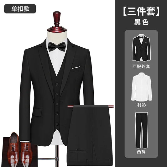 Men's Big Size Suit Set Professional Business Wedding Groom Office Team Uniform Summer Formal Suit