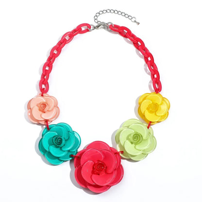 Blucome 2022 New Acrylic Flower Shape Necklace Female Exaggerated Clavicle Sweater Necklace Unique Women Girls Pendant  Jewelry