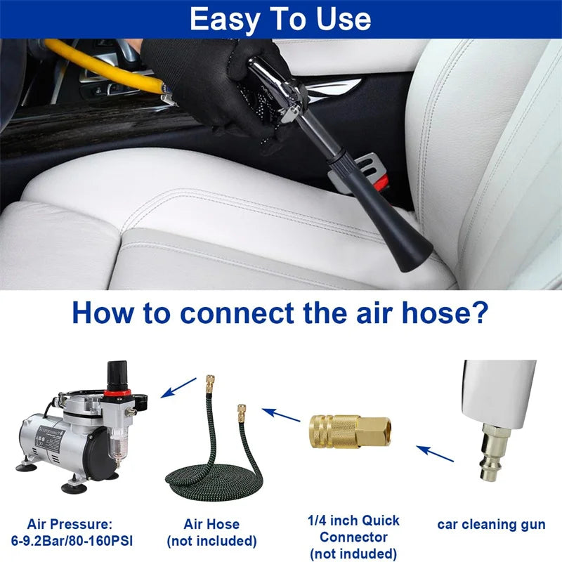 Air Blow Car Wash Gun Efficient Dry Cleaning Gun High Pressure Tornado Dust Blowing Gun Professional Car Interior Cleaning Tools