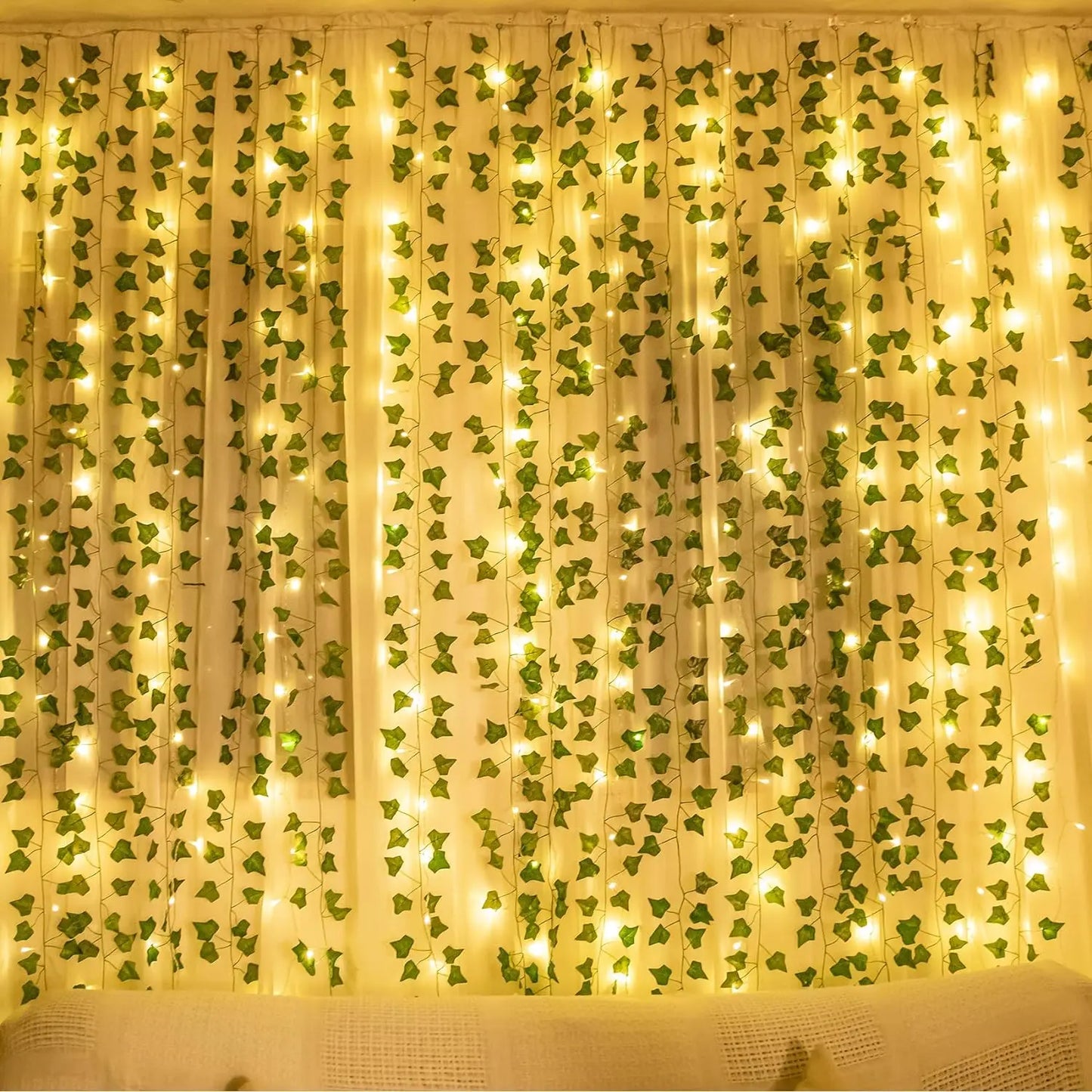 2 Meters LED light string Artificial Green Vine Home christmas  Wedding Bridal garden Hanging green plants party DIY Decoration
